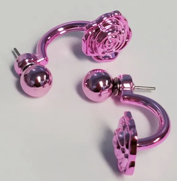 POLLY Earrings E356 Pink Rose Peek a Boo Earrings
