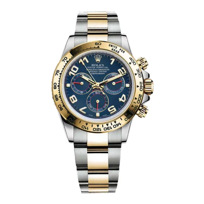 Bracelets Rolex Rolex Cosmograph Daytona 40mm Ref 116503BD Blue Arabic Numerals Dial Gold Bezel Two Tone Stainless Steel 18K Yellow Gold Oyster Bracelet Mens Watch Bracelets Rolex Rolex Cosmograph Daytona 40mm Ref 116503BD Blue Arabic Numerals Dial Gold Bezel Two Tone Stainless Steel 18K Yellow Gold Oyster Bracelet Mens Watch