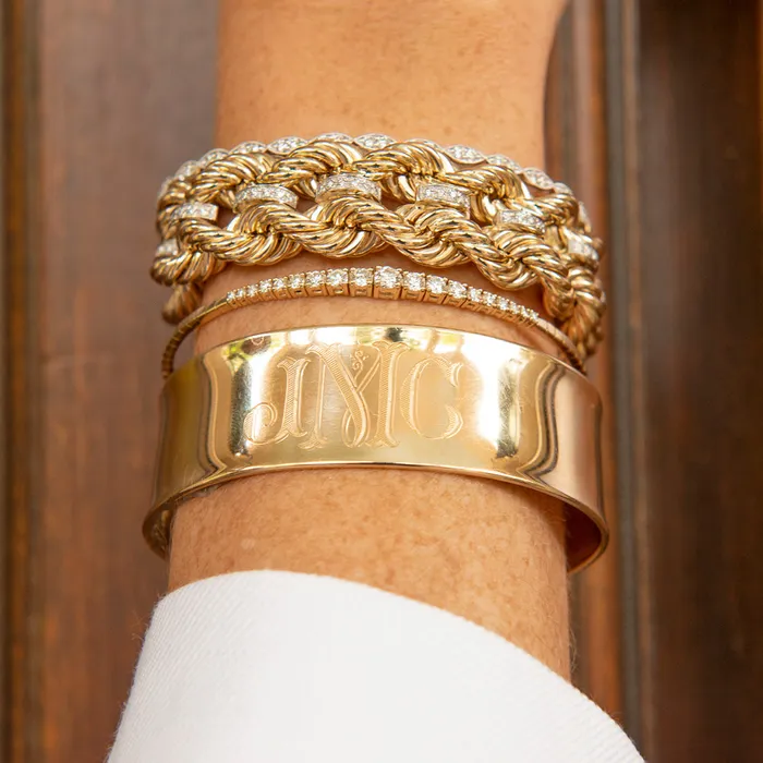 Croghans PreStyled Sets 14K Gold Wide Cuff Bangle