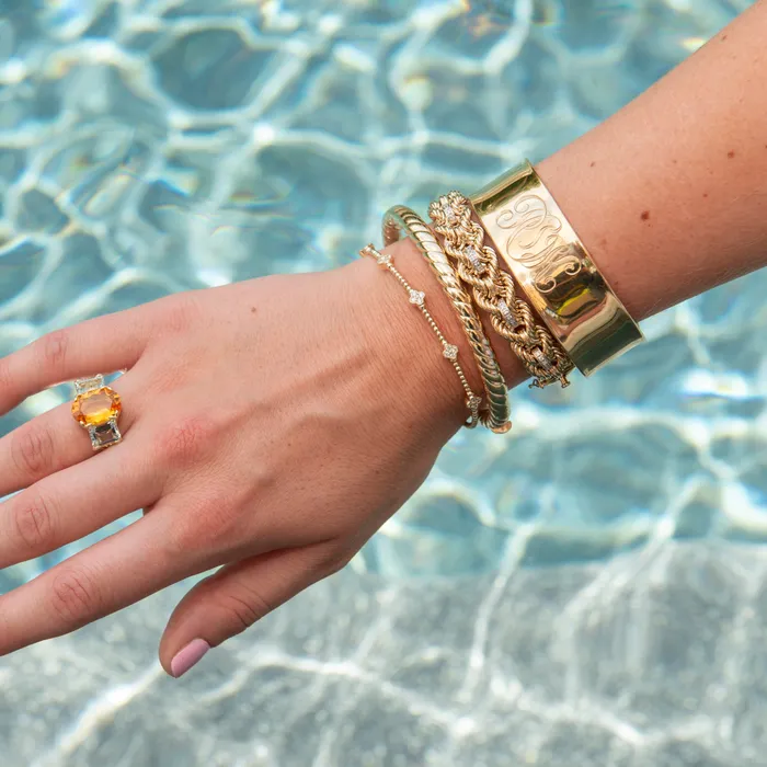 Croghans PreStyled Sets 14K Gold Wide Cuff Bangle