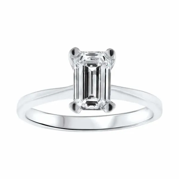 Diamond Solitaire Engagement Ring Set in 14K White Gold 102ct tw Emerald Cut Clarity Enhanced Diamond Diamond Source NYC Rings
