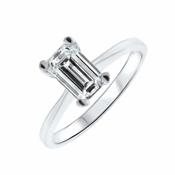 Diamond Solitaire Engagement Ring Set in 14K White Gold 102ct tw Emerald Cut Clarity Enhanced Diamond Diamond Source NYC Rings