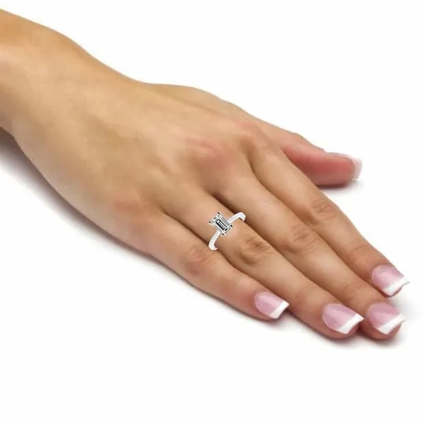 Diamond Solitaire Engagement Ring Set in 14K White Gold 102ct tw Emerald Cut Clarity Enhanced Diamond Diamond Source NYC Rings
