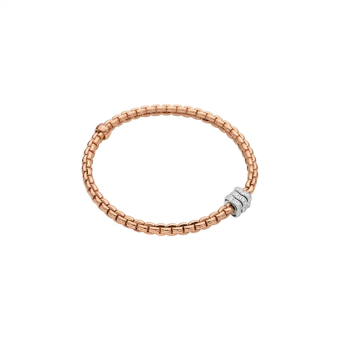 Fope 18K Rose Gold Eka Diamond Bracelet Medium Size FOPE Bracelets
