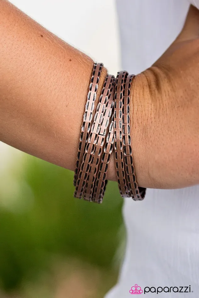 Paparazzi Bracelet FIERCE Place Winner Copper Paparazzi Jewelry Bracelets