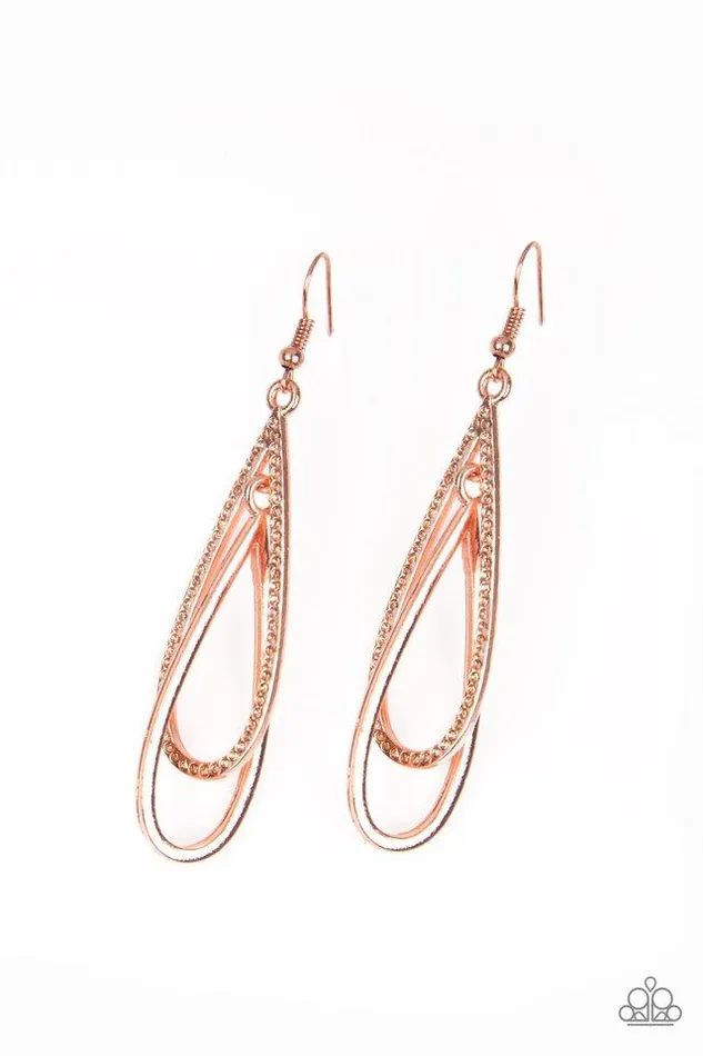Paparazzi Earring Spotlight Splendor Copper Paparazzi Jewelry Earrings