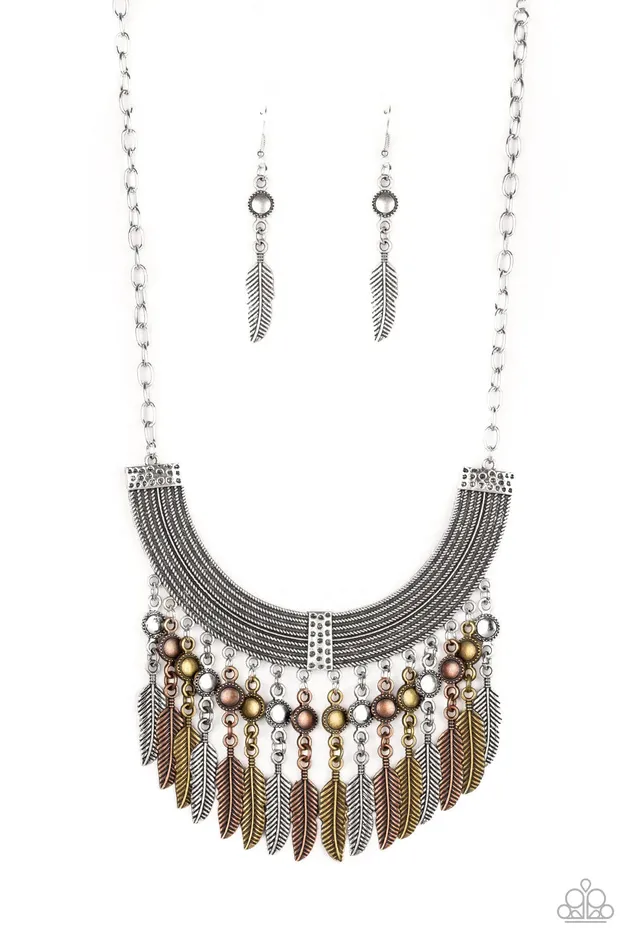 Paparazzi Jewelry Necklaces Paparazzi Necklace Fierce in Feathers Multi