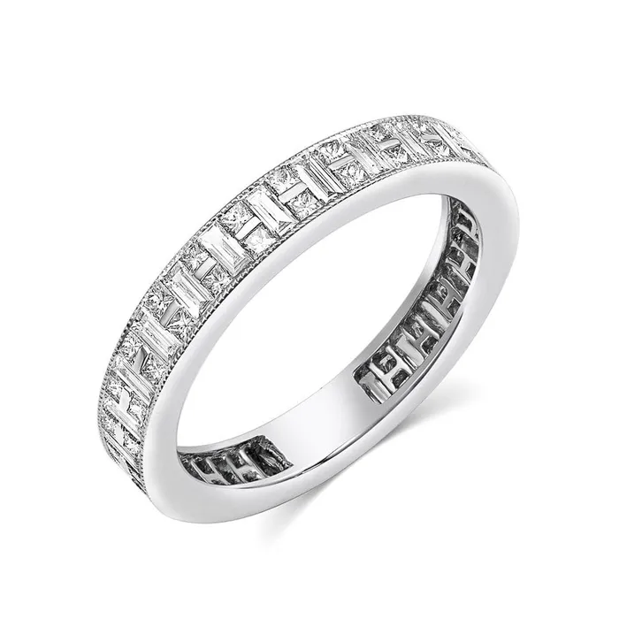 Rings CJ Charles Jewelers 18kt White Gold Channel Set Baguette Princess Cut Diamond Band Rings CJ Charles Jewelers 18kt White Gold Channel Set Baguette Princess Cut Diamond Band