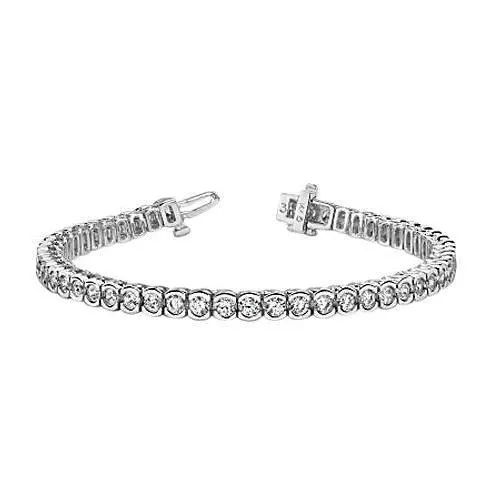 10 Carats Round Brilliant Cut Real Natural Earth Mined Diamond Tennis Bracelet White Gold 14K GB Bracelets
