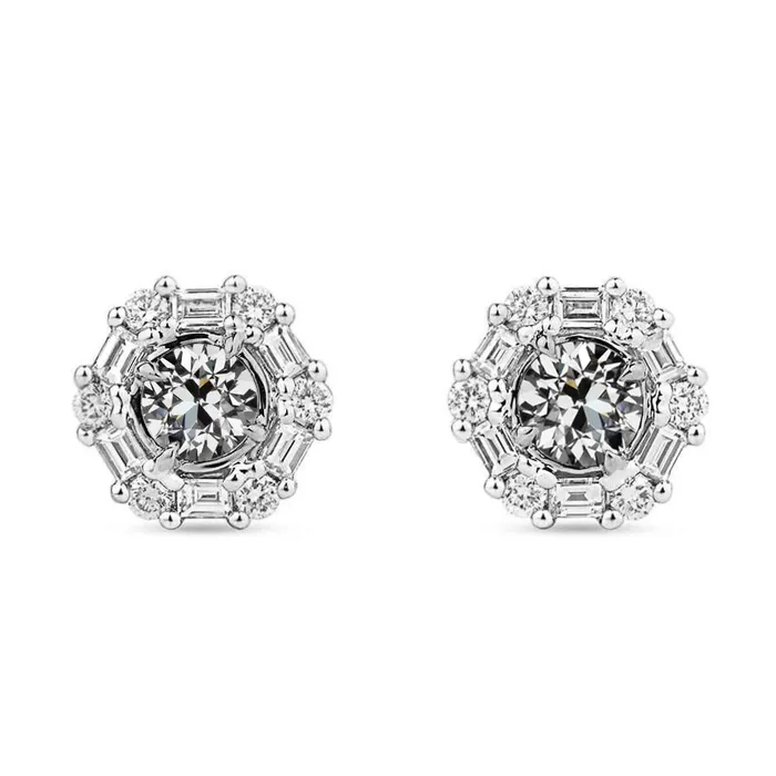 Baguette Round Halo Real Diamond Stud Earrings Old Miner Jewelry 6 Carats HarryChadEntcom Earrings