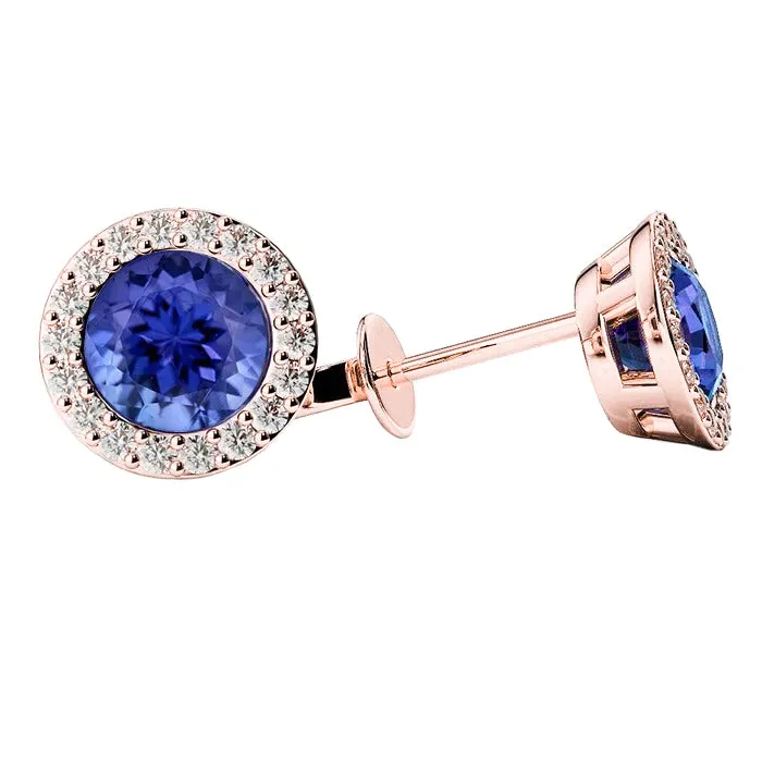 Earrings GB Blue Tanzanite And Natural Earth Mined Diamonds Round Cut 550 Carats Studs Earrings 14K Earrings GB Blue Tanzanite And Natural Earth Mined Diamonds Round Cut 550 Carats Studs Earrings 14K