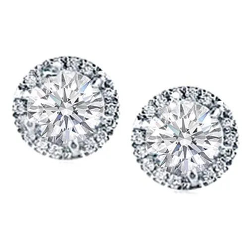 GB Earrings 156 Ct Prong Set Round Halo Natural Earth Mined Diamond Stud Earrings GB Earrings 156 Ct Prong Set Round Halo Natural Earth Mined Diamond Stud Earrings