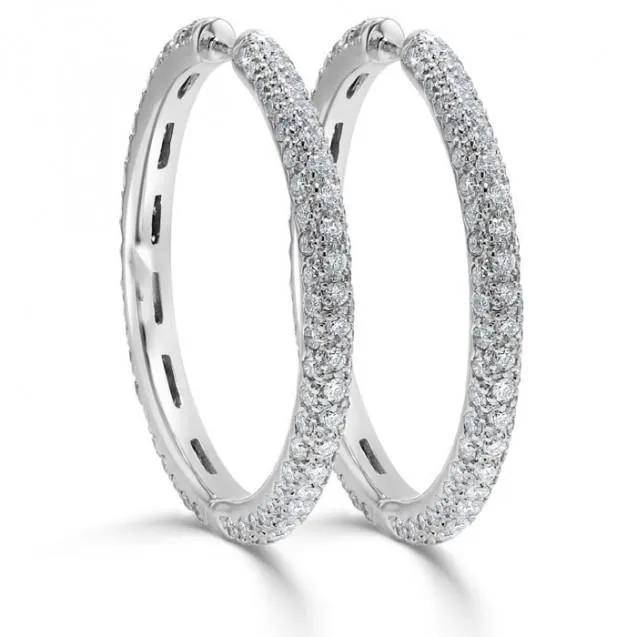 GB Earrings 8 Carat Trendy Natural Earth Mined Diamond Hoop Designer Earrings GB Earrings 8 Carat Trendy Natural Earth Mined Diamond Hoop Designer Earrings