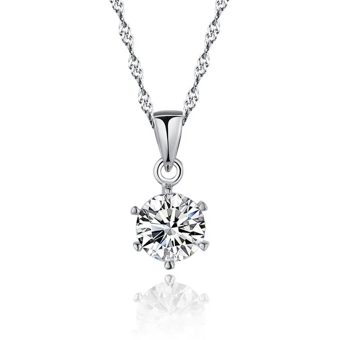 GB Necklaces 1 Carat Solitaire Round Genuine Natural Earth Mined Diamond Necklace Pendant White Gold 14K GB Necklaces 1 Carat Solitaire Round Genuine Natural Earth Mined Diamond Necklace Pendant White Gold 14K
