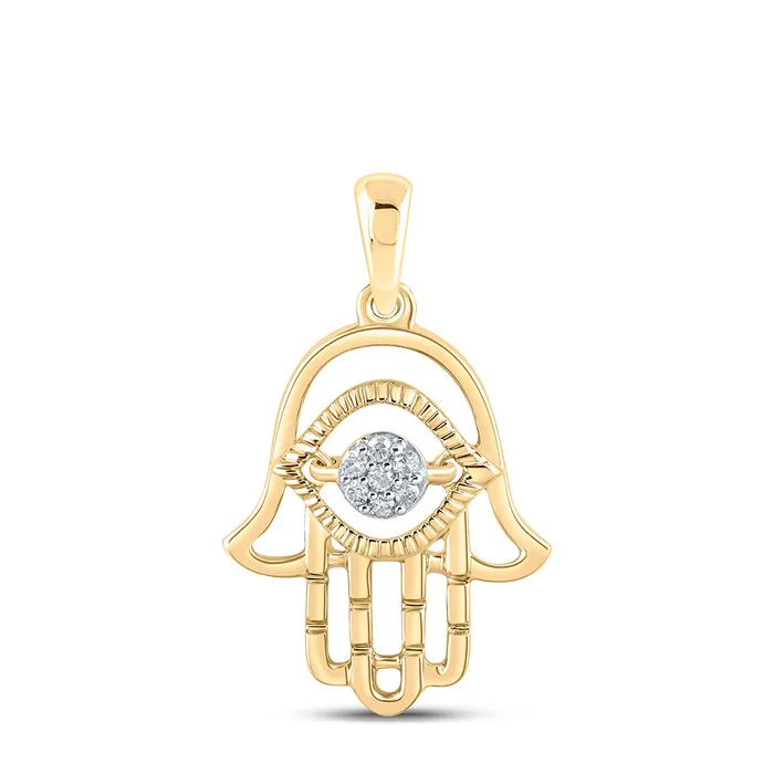 GND Necklaces GND 10Kt Yellow Gold Womens Round Diamond Hamsa Fashion Pendant 120 Cttw GND Necklaces GND 10Kt Yellow Gold Womens Round Diamond Hamsa Fashion Pendant 120 Cttw