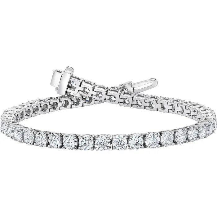 Gorgeous Round Prong Set Real Natural Earth Mined Diamond Tennis Bracelet Solid Gold 75 Ct GB Bracelets