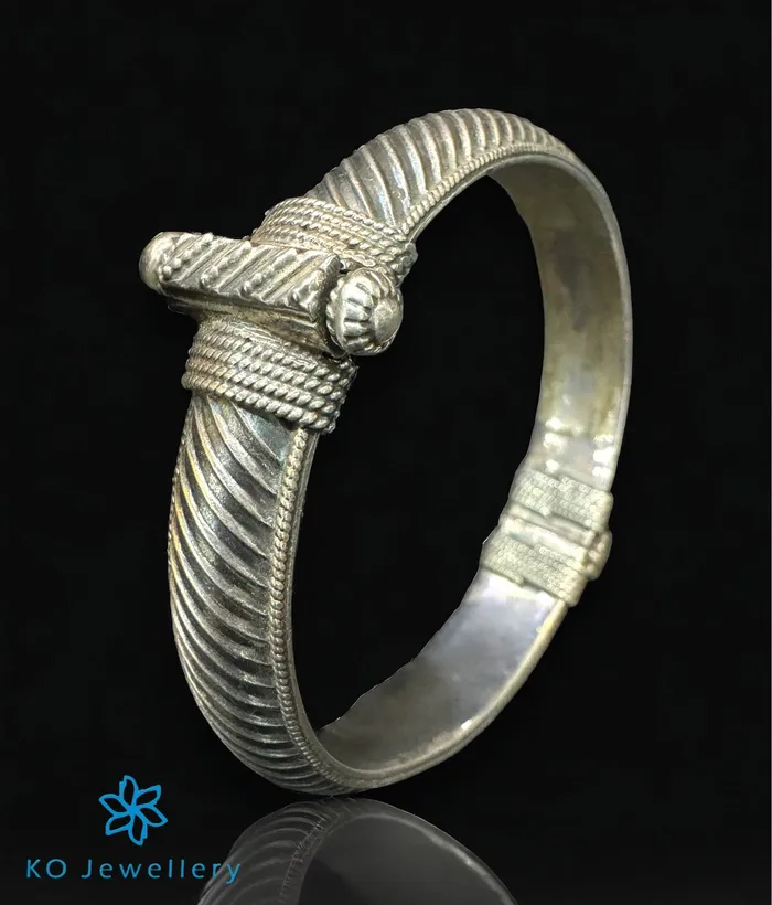Jaipur Bracelets The Stripe Silver Antique Openable Bracelet Size 24