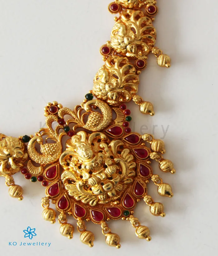 The Nitya Lakshmi Silver Peacock Bridal Necklace Silversmith Necklaces