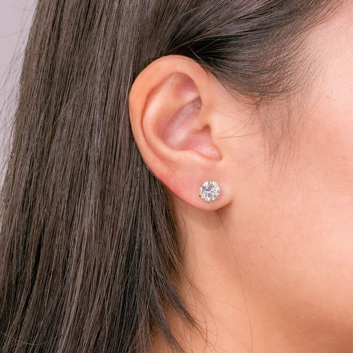 345ct FVS2 Round Lab Diamond Caraline Studs 14k Yellow Gold Princess Bride Diamonds PreStyled Sets