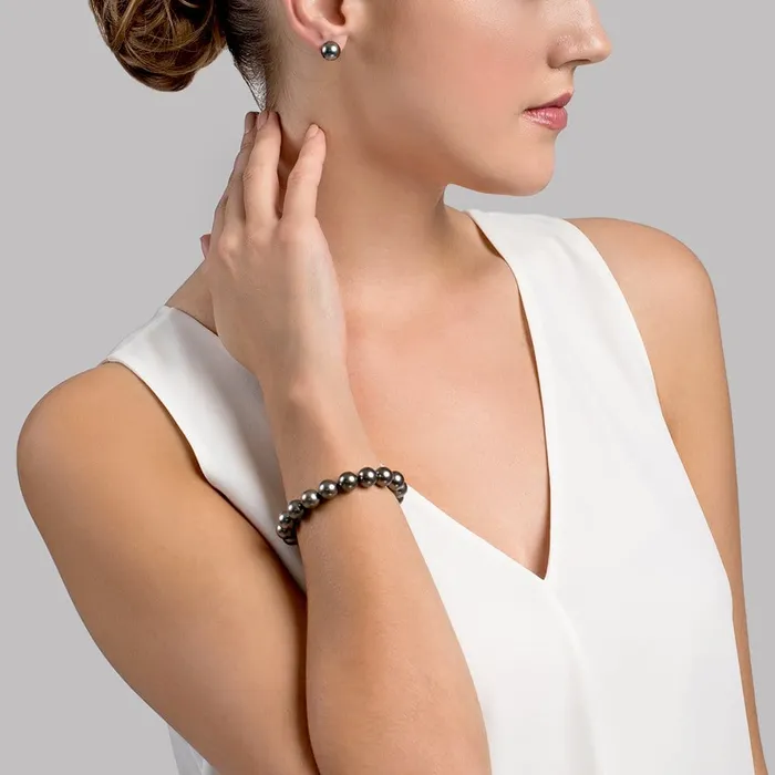Bracelets SPT True Round Black Tahitian Pearl Bracelet 8090mm AAAA Quality