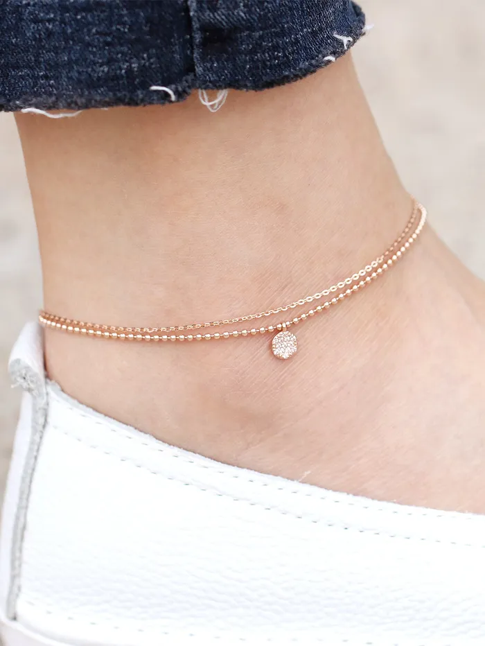 Charm Necklaces 14K Gold Disc Charm Ball Chain Anklet MinimalBijoux