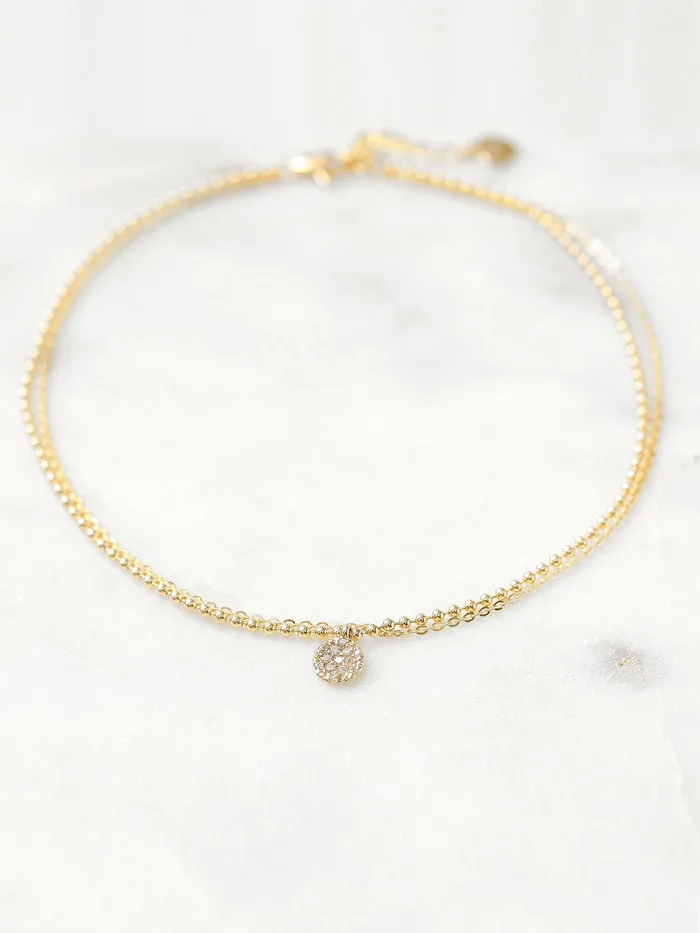 Charm Necklaces 14K Gold Disc Charm Ball Chain Anklet MinimalBijoux