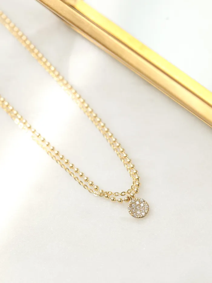 Charm Necklaces 14K Gold Disc Charm Ball Chain Anklet MinimalBijoux
