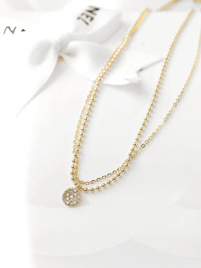 Charm Necklaces 14K Gold Disc Charm Ball Chain Anklet MinimalBijoux