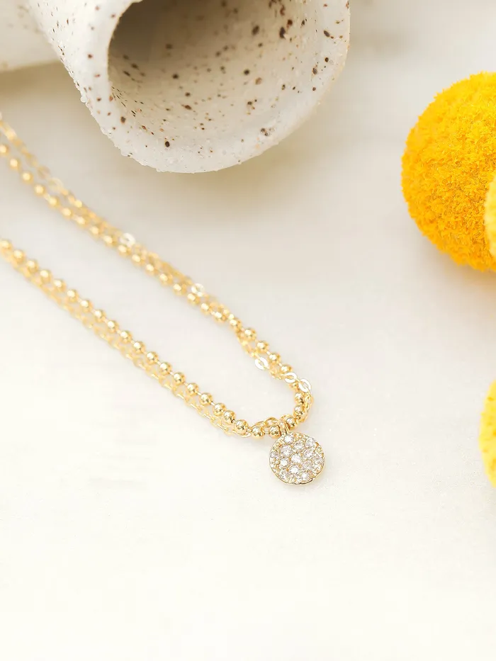 Charm Necklaces 14K Gold Disc Charm Ball Chain Anklet MinimalBijoux