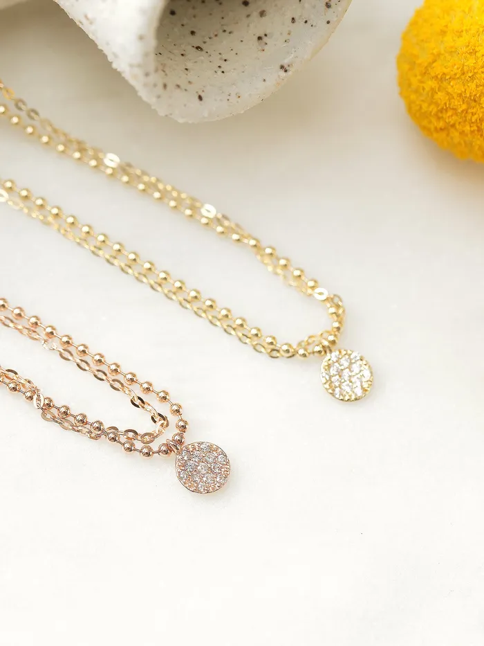 Charm Necklaces 14K Gold Disc Charm Ball Chain Anklet MinimalBijoux