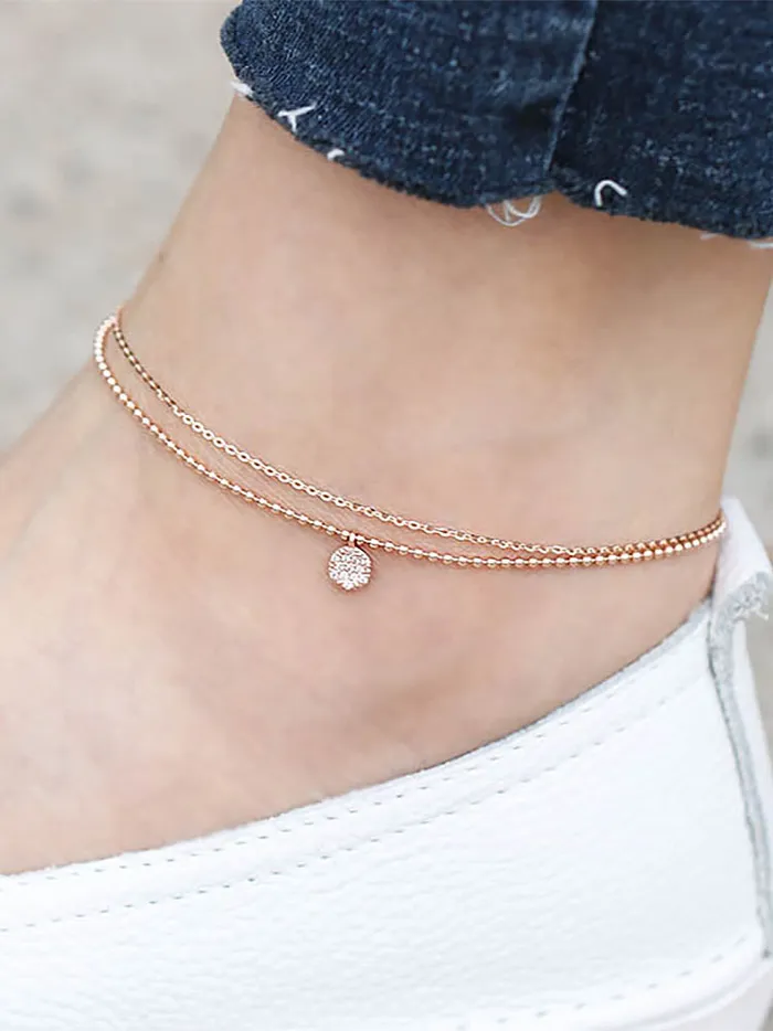 Charm Necklaces 14K Gold Disc Charm Ball Chain Anklet MinimalBijoux