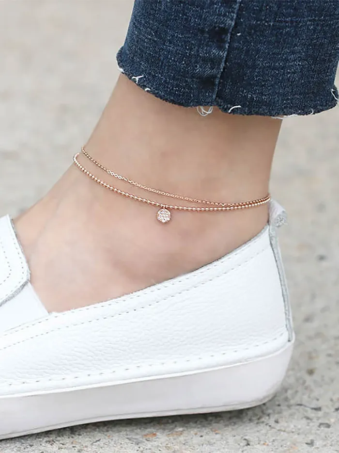 Charm Necklaces 14K Gold Disc Charm Ball Chain Anklet MinimalBijoux