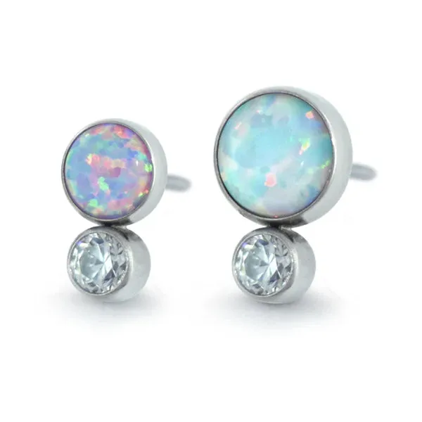 Charm Necklaces NeoMetal Two Cabochon Cluster Threadless End by NeoMetal
