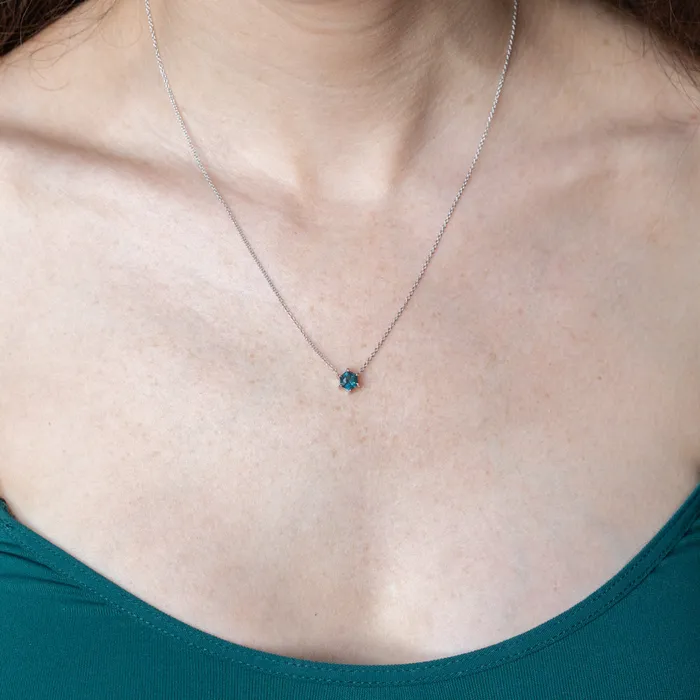 Discovery Gems Necklaces 532mm Icy Blue Hexagon Sapphire Dainty Prong Set Necklace in 14k White Gold