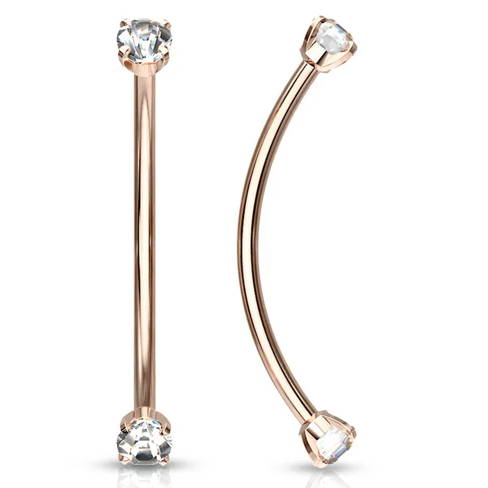 Earrings 16g Prong CZ Rose Gold Snake Eyes Barbell Tulsa Body Jewelry