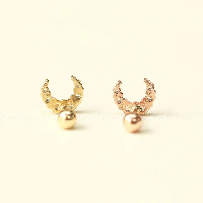 Earrings MinimalBijoux 14K Gold Crystal Crescent Earring 20G18G16G