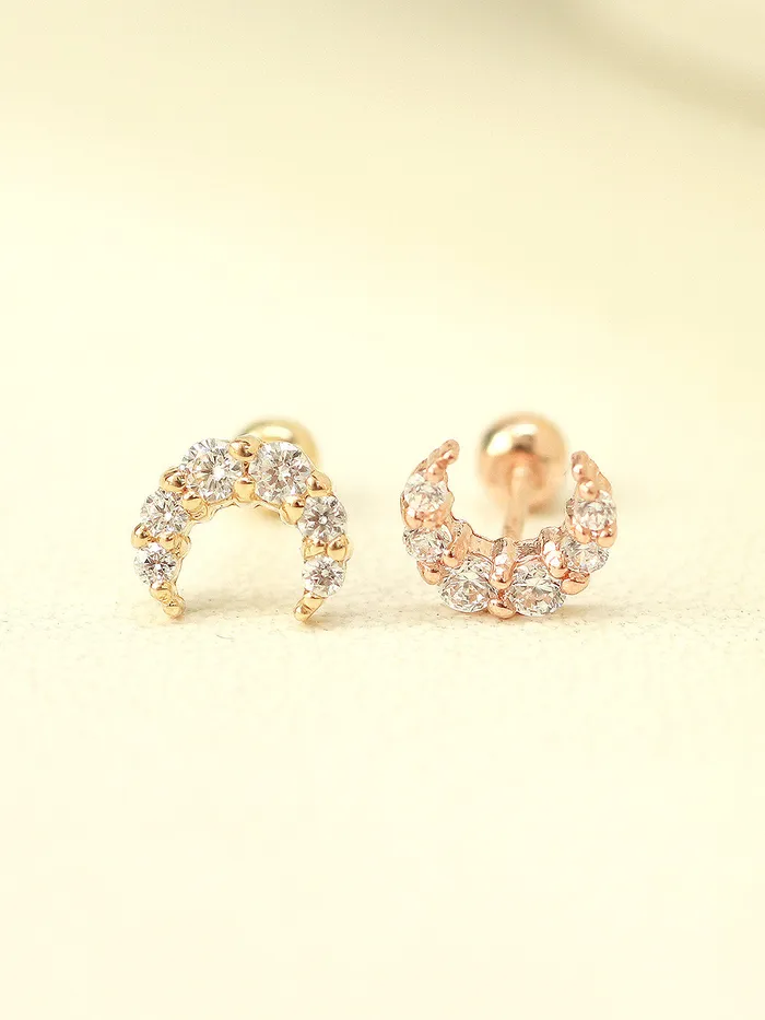 Earrings MinimalBijoux 14K Gold Crystal Crescent Earring 20G18G16G