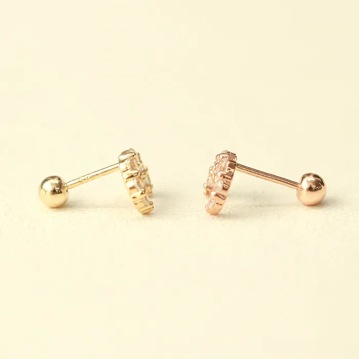 Earrings MinimalBijoux 14K Gold Crystal Crescent Earring 20G18G16G