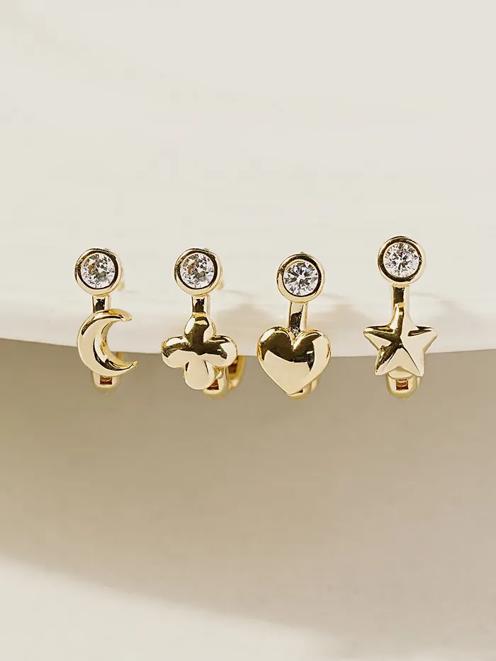 MinimalBijoux Earrings 14K 18K Symbol Star Crescent Heart and Clover Cartilage Hoop Earring MinimalBijoux Earrings 14K 18K Symbol Star Crescent Heart and Clover Cartilage Hoop Earring