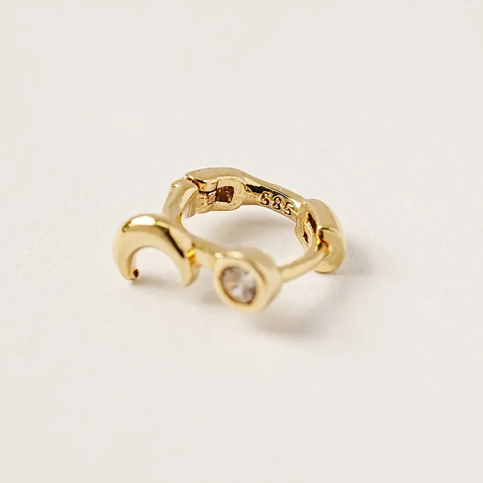 MinimalBijoux Earrings 14K 18K Symbol Star Crescent Heart and Clover Cartilage Hoop Earring