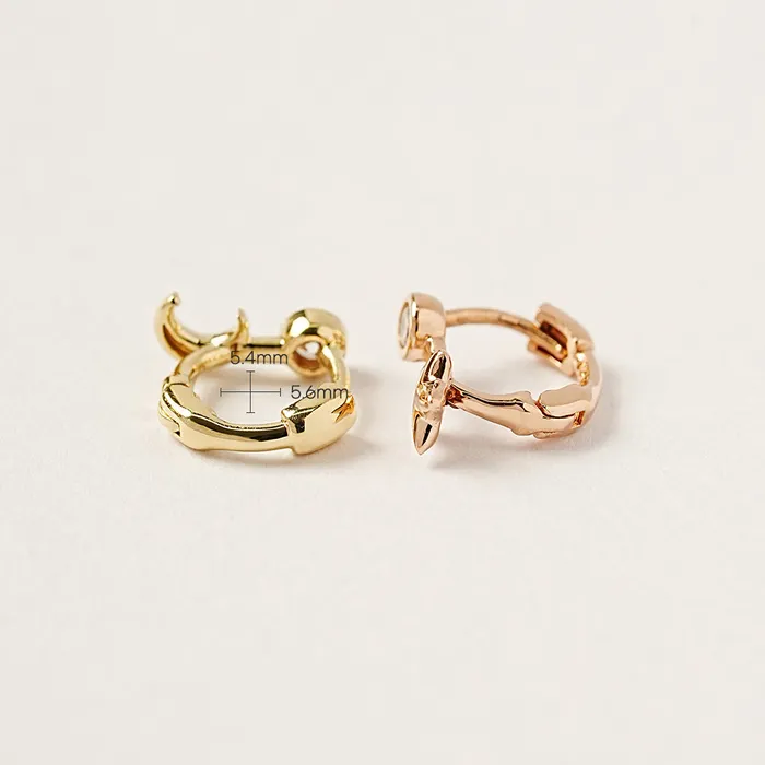 MinimalBijoux Earrings 14K 18K Symbol Star Crescent Heart and Clover Cartilage Hoop Earring