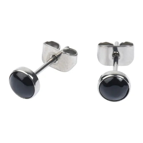 Tulsa Body Jewelry Earrings Black Onyx Titanium Stud Earrings