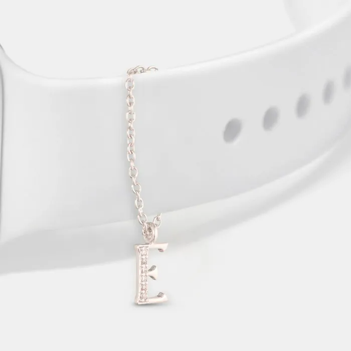 Alphabet CZ White Gold Plated Silver Watch Charm SILVER Charm Necklaces
