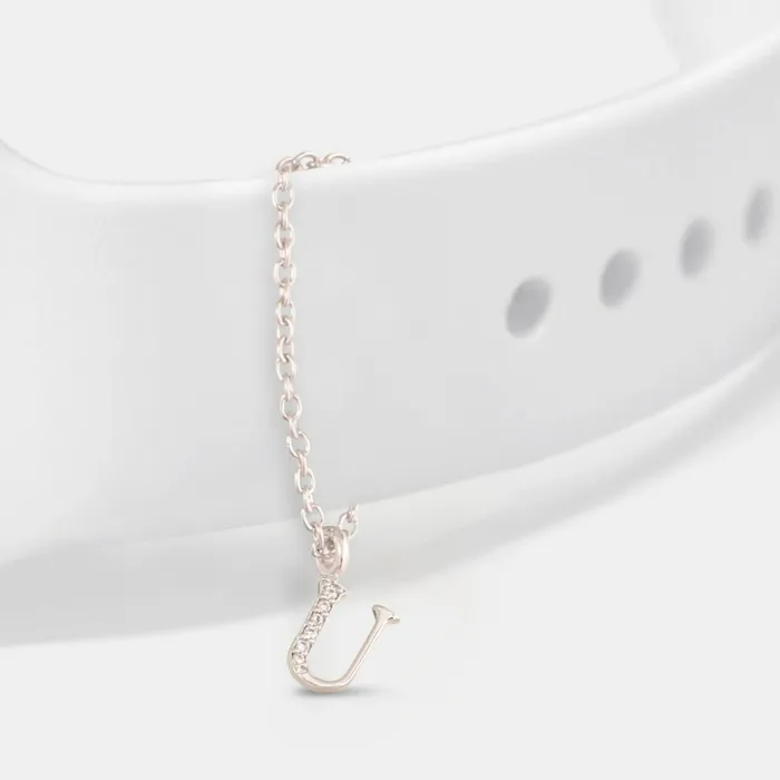 Alphabet CZ White Gold Plated Silver Watch Charm SILVER Charm Necklaces