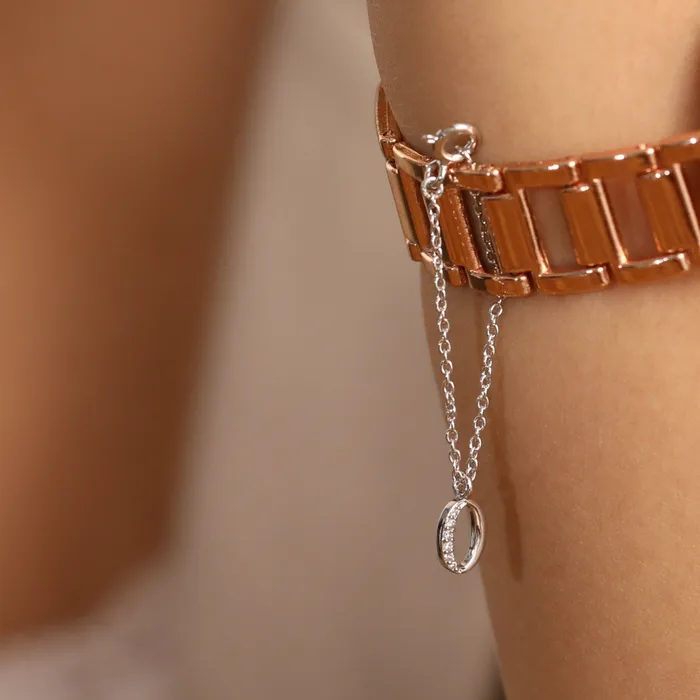 Alphabet CZ White Gold Plated Silver Watch Charm SILVER Charm Necklaces