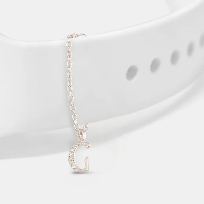 Alphabet CZ White Gold Plated Silver Watch Charm SILVER Charm Necklaces