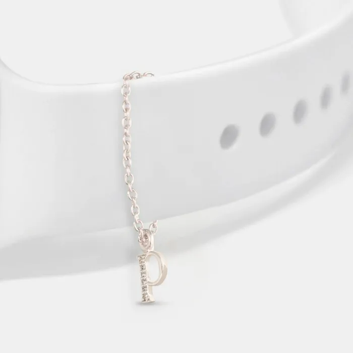 Alphabet CZ White Gold Plated Silver Watch Charm SILVER Charm Necklaces