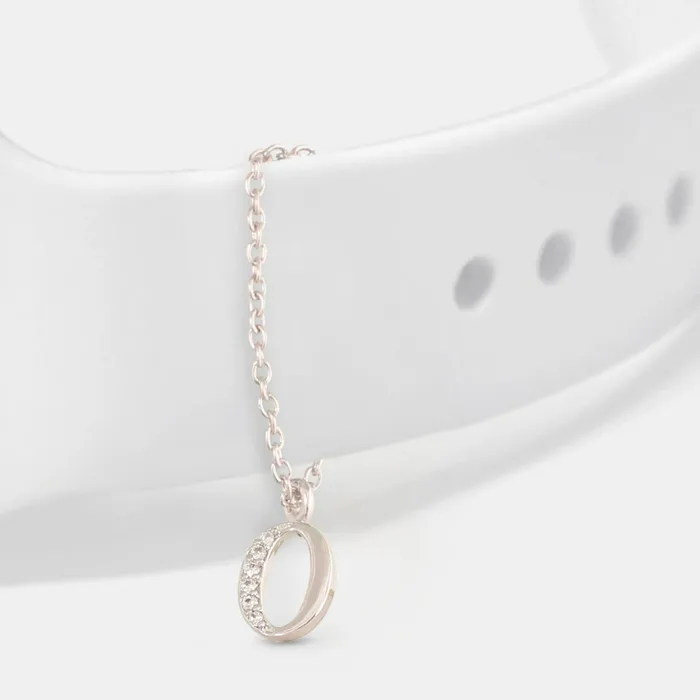 Alphabet CZ White Gold Plated Silver Watch Charm SILVER Charm Necklaces