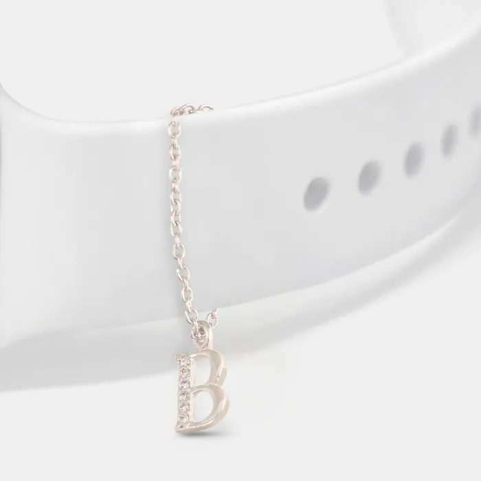 Alphabet CZ White Gold Plated Silver Watch Charm SILVER Charm Necklaces