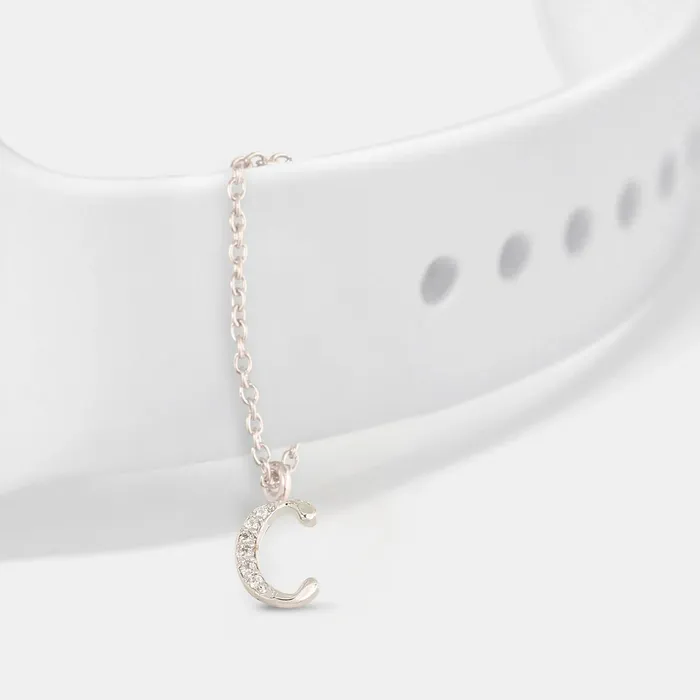Alphabet CZ White Gold Plated Silver Watch Charm SILVER Charm Necklaces